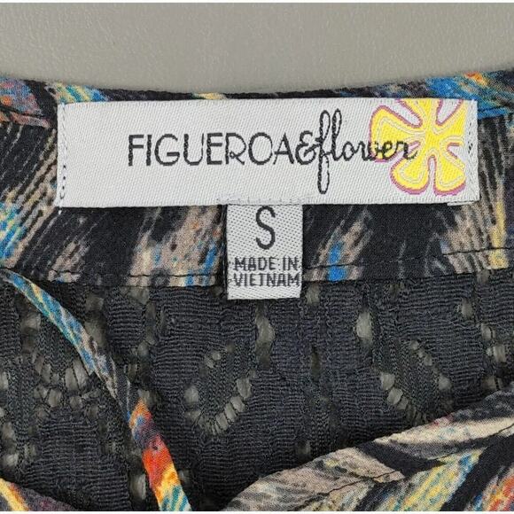 Womens Peasant Top Small Brown Tribal Aztec Lace Detailed Prairie Boho Chic - Picture 2 of 16